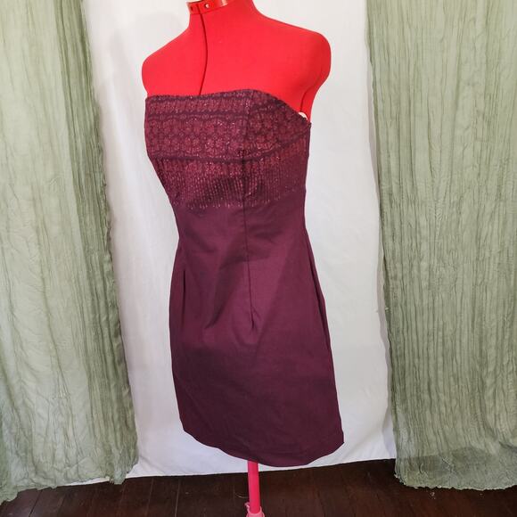 CDC Caren Desiree Company Vintage Red Short Strapless Stretch Dress Size 12 - Picture 3 of 5